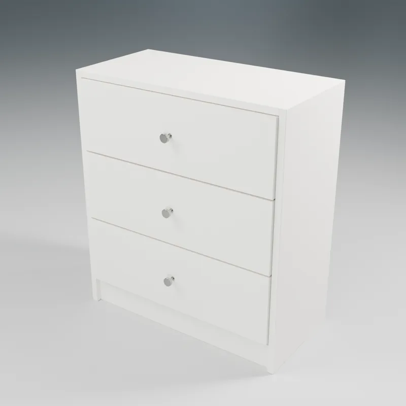 A chest of drawers asset, rendered with its physically based materials